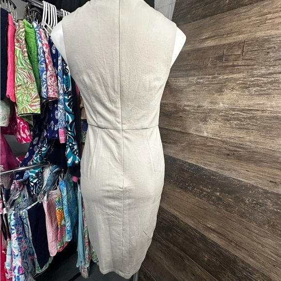 Carmen Marc Valvo Cream Sheath Mini Dress Cap Sleeves - Picture 6 of 14